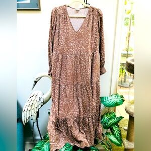 a new day Long Sleeve Animal Print Dress